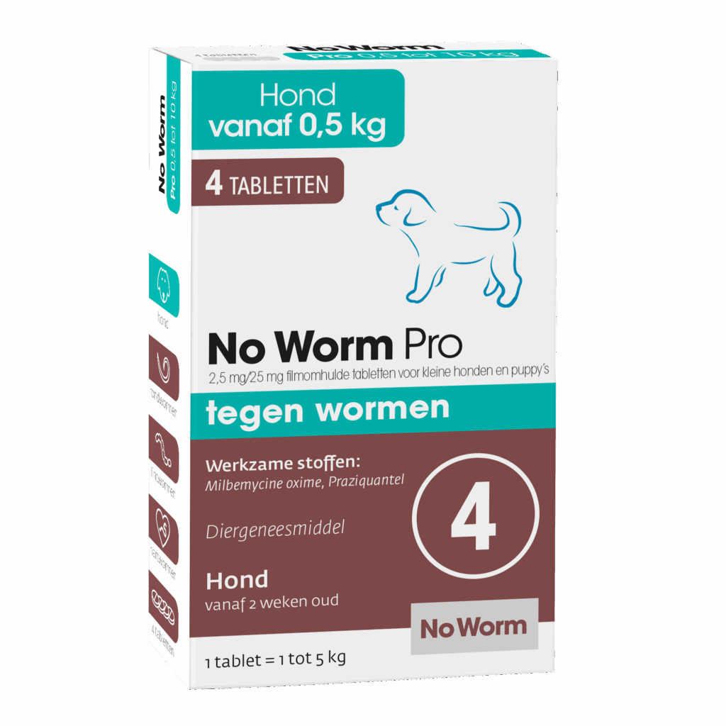 No Worm Pro 4 tablet Kleine Hond en Puppy 0.5 tot 10 kg